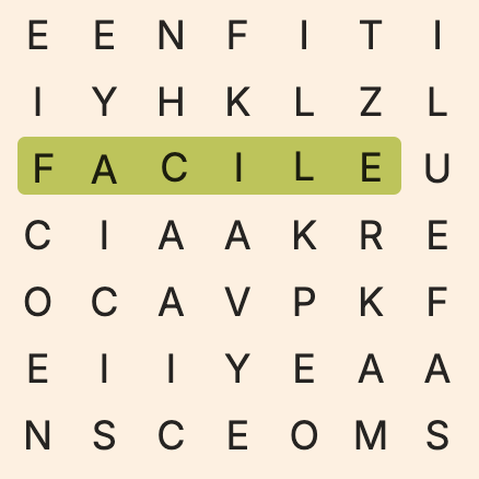 Mots mêlés niveau facile